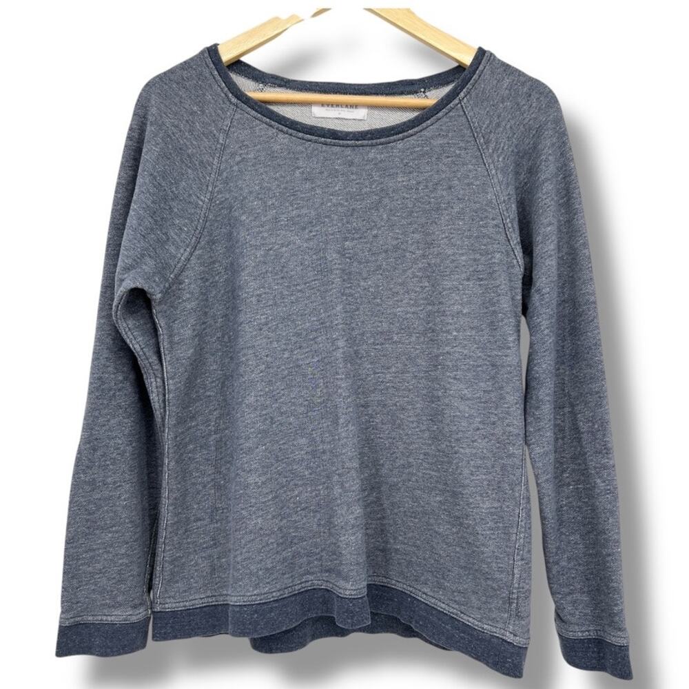 Everlane The Crew Pullover Sweatshirt Cotton Women’s M Blue Marled Loungewear